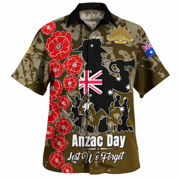 Anzac Lest We Forget Green Style Custom Hawaiian Shirt