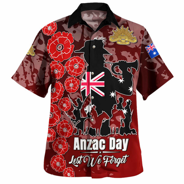 Anzac Lest We Forget Red Style Custom Hawaiian Shirt