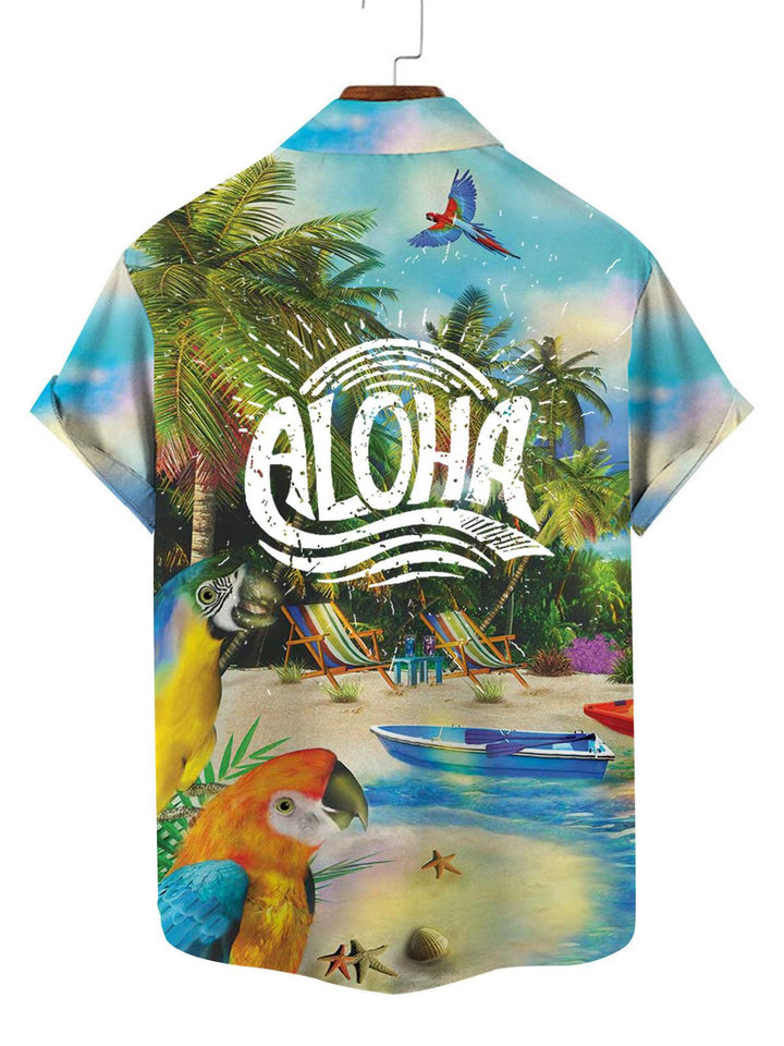 Aloha Parrot Hawaiian Short Sleeve Shirt Back