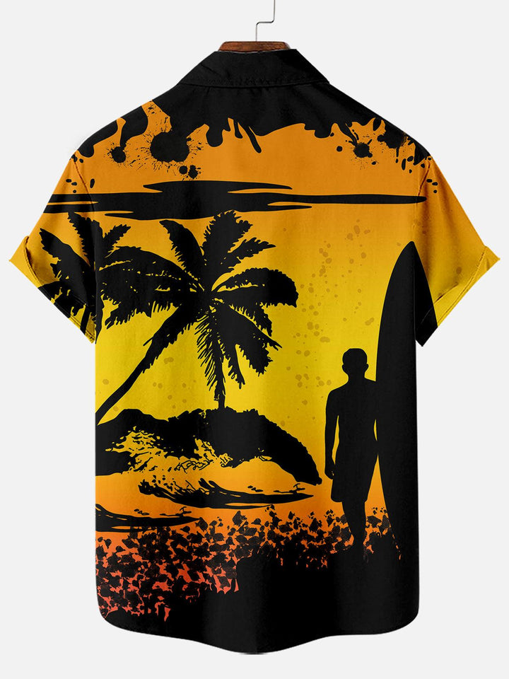 Sunset Aloha Glow Hawaiian Short Sleeve Shirt  Back