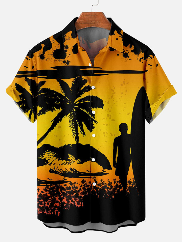 Sunset Aloha Glow Hawaiian Short Sleeve Shirt  Front