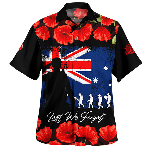Anzac Day Lest We Forget Grunge Flag Hawaiian Shirt