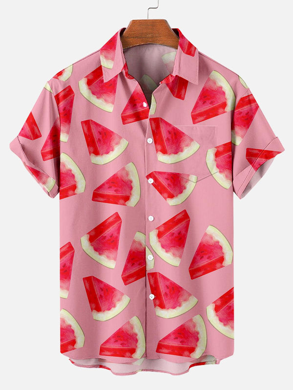 Vibrant Utopia Print Hawaiian Short Sleeve Shirt  Front