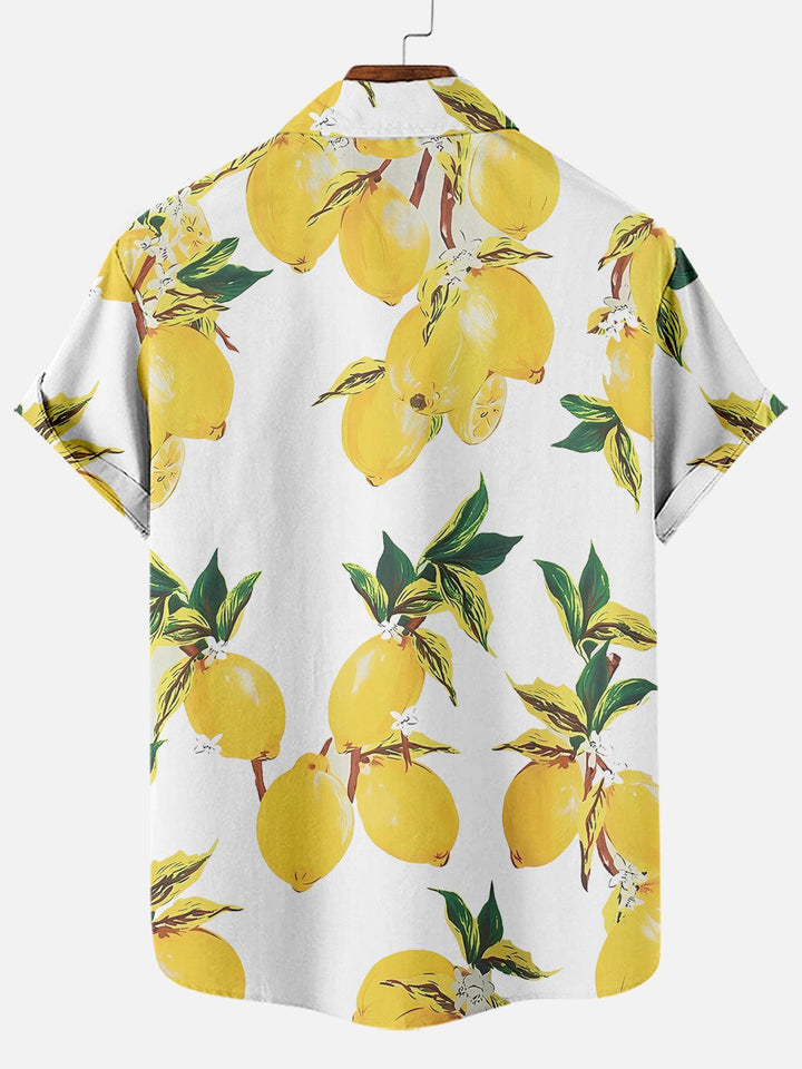 Golden Radiance Print Hawaiian Short Sleeve Shirt  Back