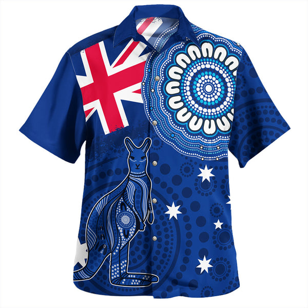 Kangaroo Aboriginal Flag Inspired Artistic Hawaiian Shirt Design