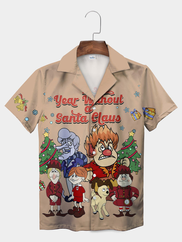 Beige The Year Without A Santa Claus Character Short Sleeve Hawaiian Shirt  Front