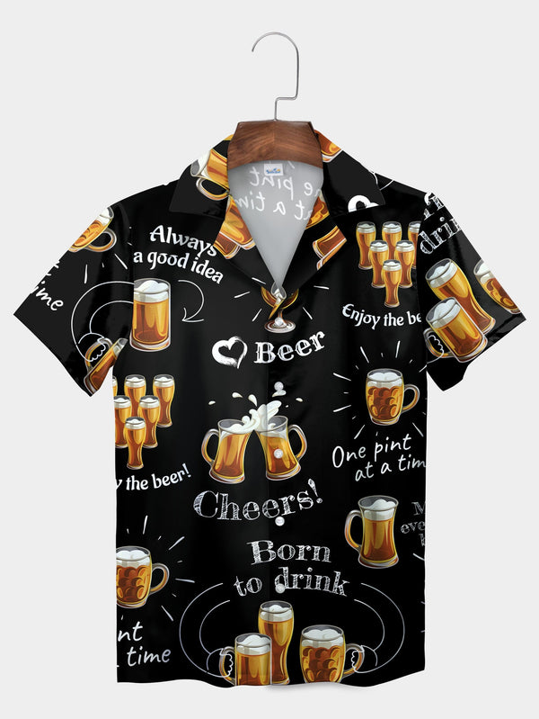 Black Cheers To Beer Time! Fun Beer Mugs Hawaiian Shirt