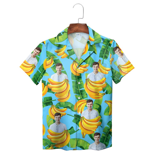 Blue Banana Leaf Personalised Hawaiian Shirt