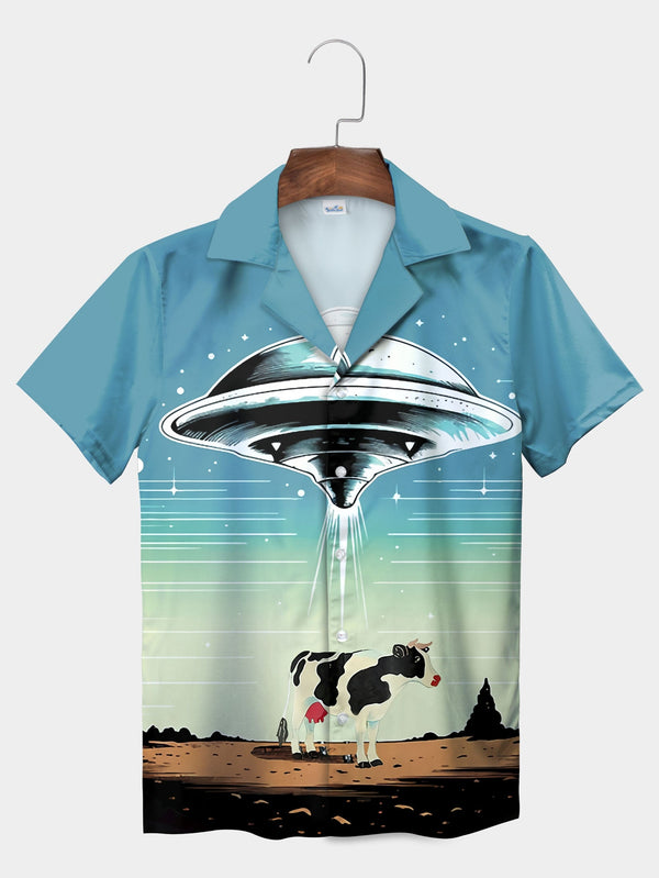 Blue Close Encounters Of The Cow Kind Hawaiian Shirt