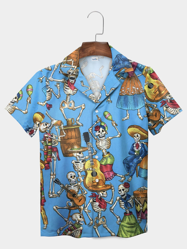 Blue Skull Music Party Hawaiian Shirt