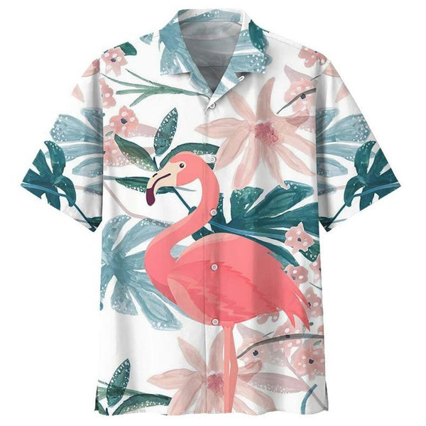 Botanical Blush Flamingo Hawaiian Shirt