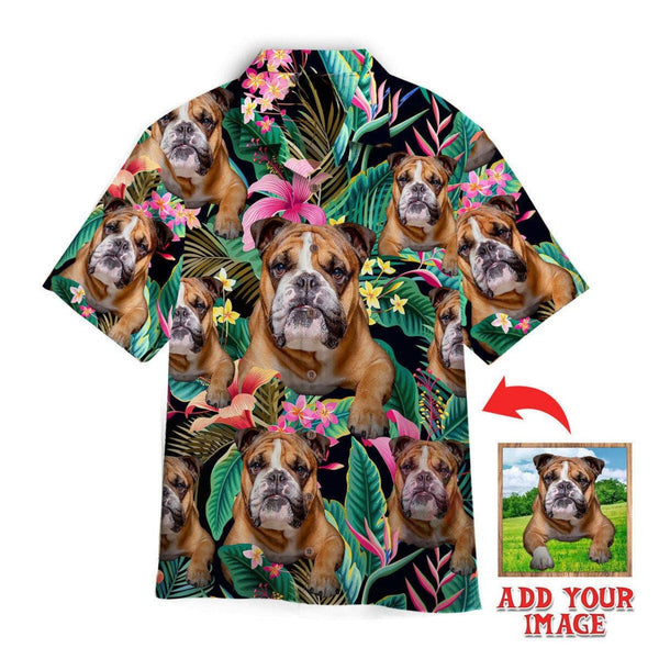 Custom Bulldog Face Tropical Hawaiian Shirt