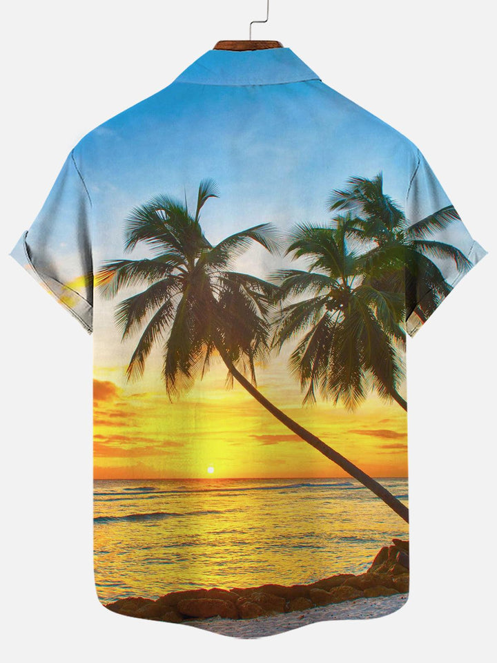 Sunset Aloha Enigma Hawaiian Short Sleeve Shirt  Back