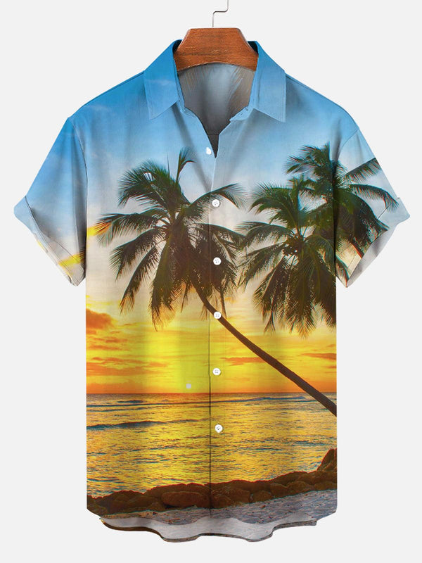 Sunset Aloha Enigma Hawaiian Short Sleeve Shirt  Front