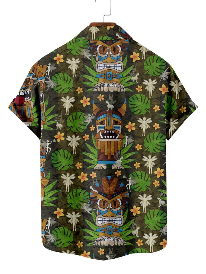 Casual Tropical Print Hawaiian Short Sleeve Shirt Back