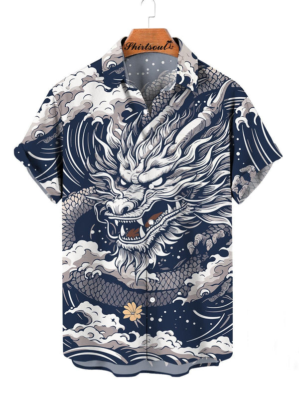 Cerulean Sea Dragon Hawaiian Short Sleeve Shirt Front