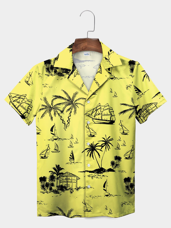 Yellow Pirate Ship Adventure Hawaiian Shirt