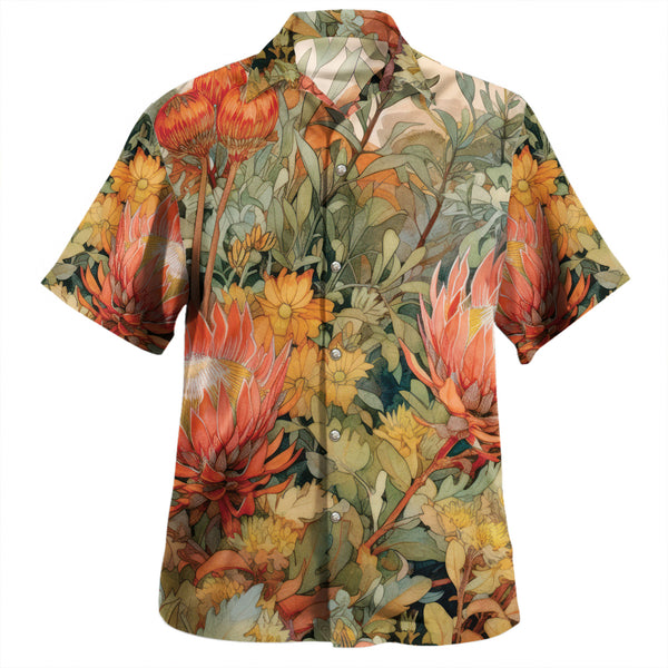 Australian Waratahs Theme Floral Design Hawaiian Shirt
