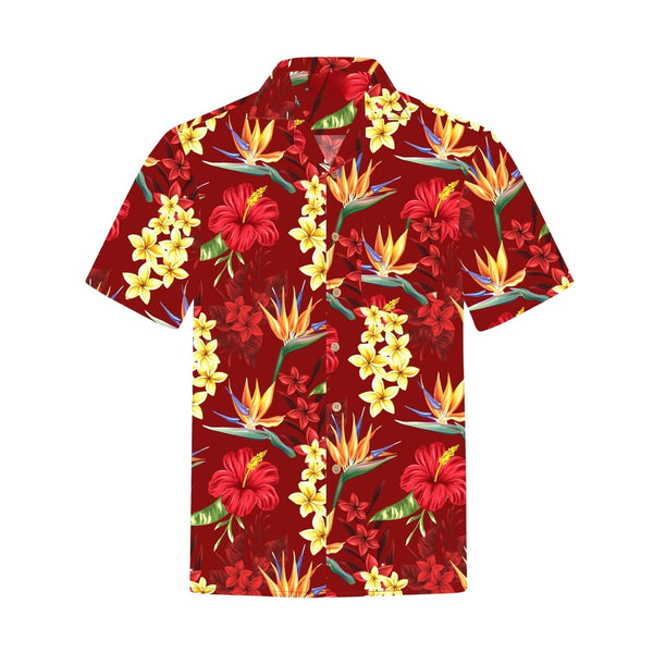 Crimson Red Tropical Flora Hawaiian Shirt