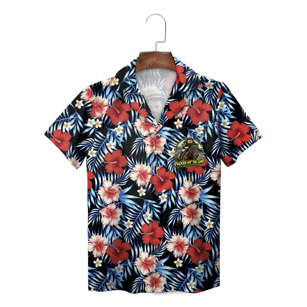 Hibiscus and Racehorse Black Custom Hawaiian Shirt