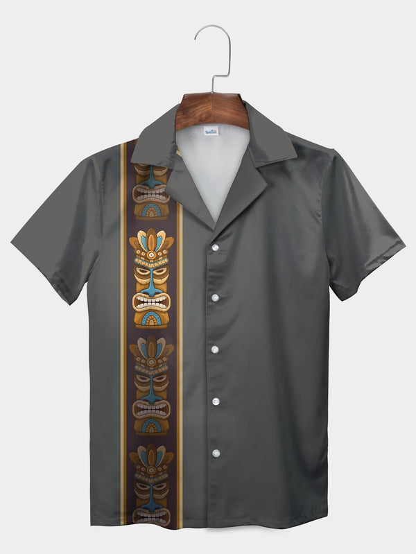 Grey Tiki Hawaiian Shirt