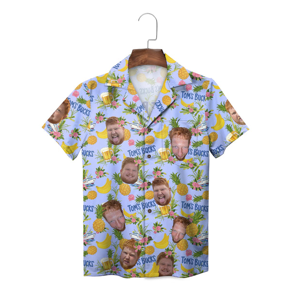 Pineapple and Beer Mug Periwinkle Custom Hawaiian Shirt