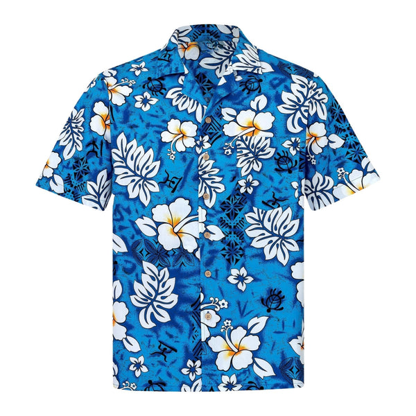 Electric Blue Floral Breeze Hawaiian Shirt