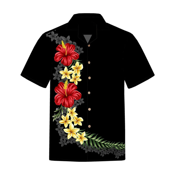 Elegant Black Floral Cascade Hawaiian Shirt