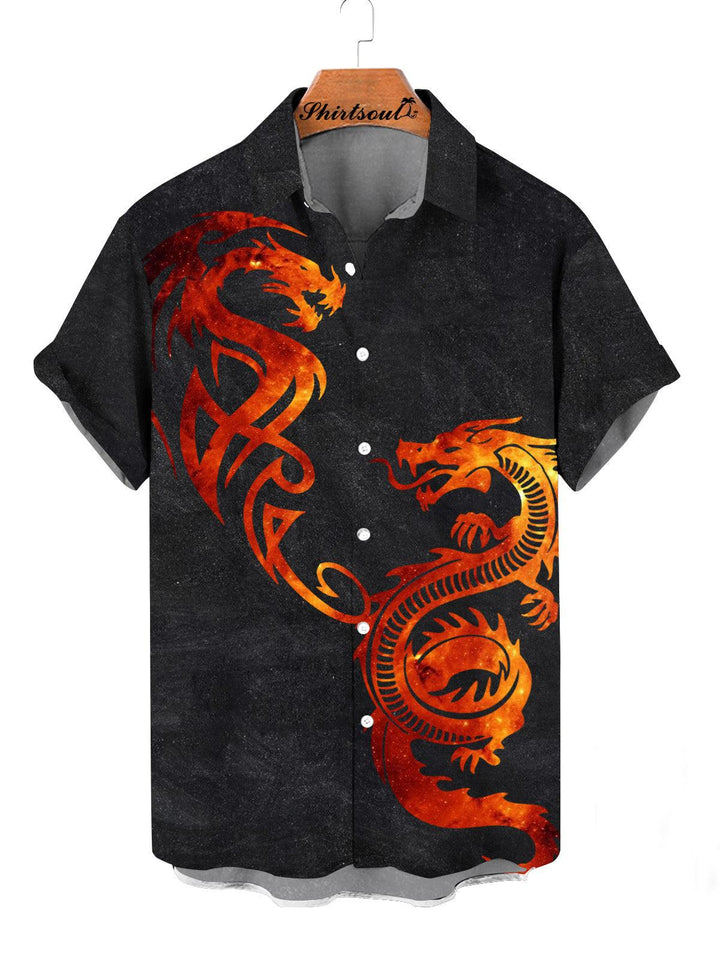 Fiery Dragon Hawaiian Short Sleeve Shirt Front