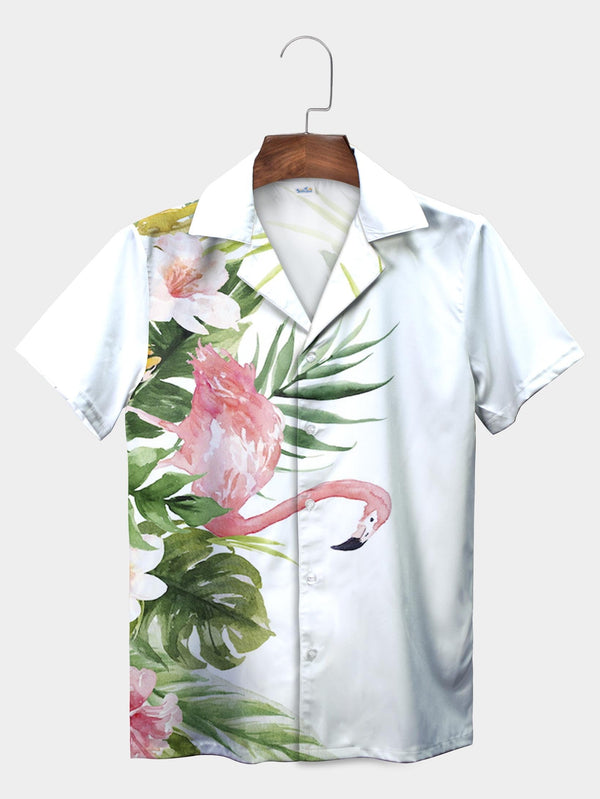 White Flamingo Tropical Hawaiian Shirt