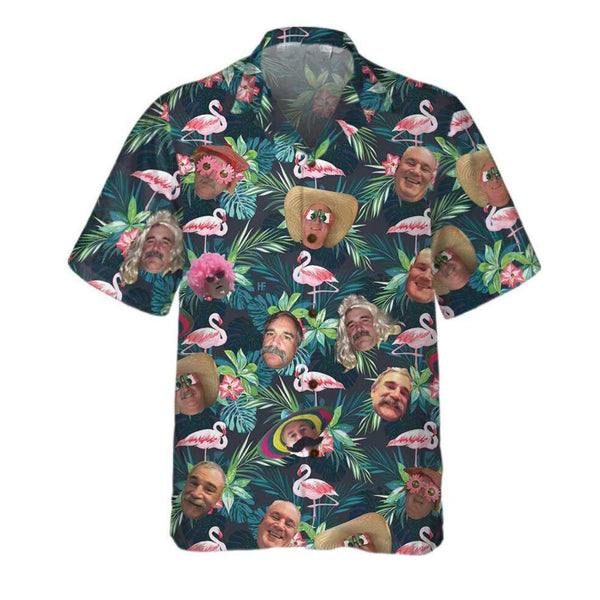 Funky Flamingo Custom Face Navy Hawaiian Shirt