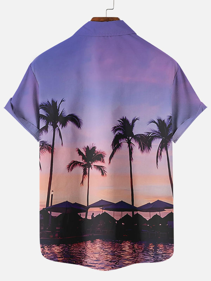 Light Sunset Aloha Hawaiian Short Sleeve Shirt  Back