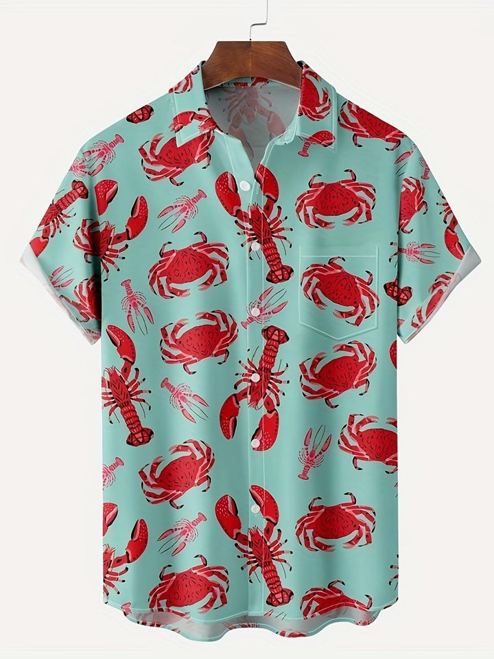 Hawaiian Blue Ocean Waves Short Sleeve Shirt  Front