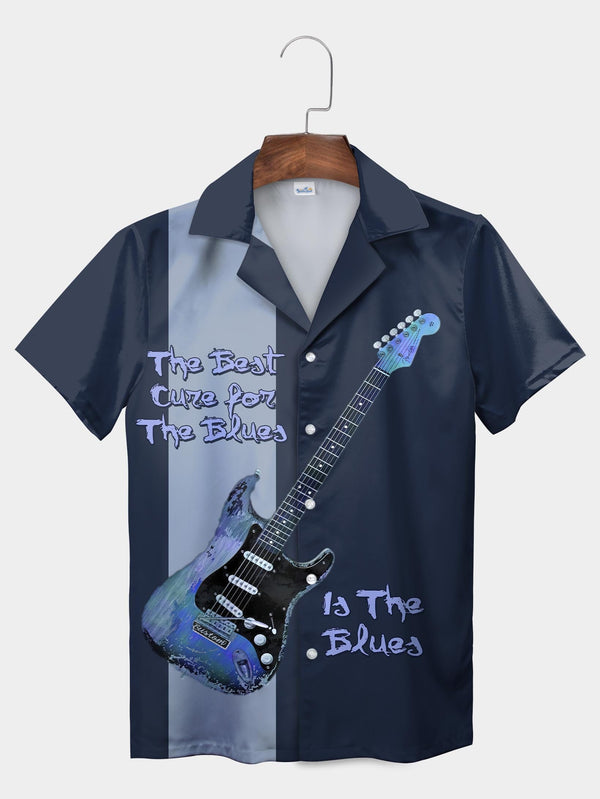 Black Hawaiian Guitar Shirt