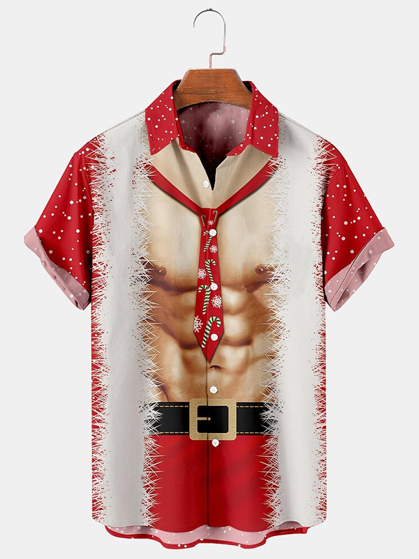 Hawaiian Santa Claus Red Short Sleeve Shirt  Front