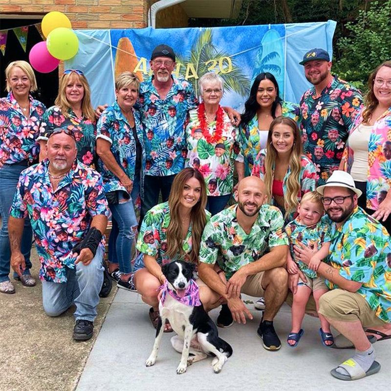 Custom printed Hawaiian shirt with company logo