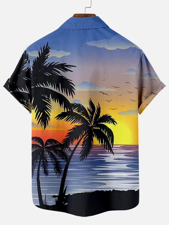 Breeze Sunset Aloha Hawaiian Short Sleeve Shirt  Back