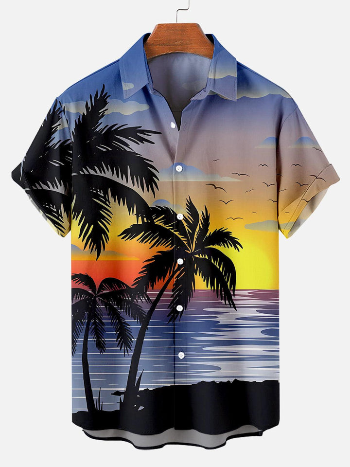 Breeze Sunset Aloha Hawaiian Short Sleeve Shirt  Front