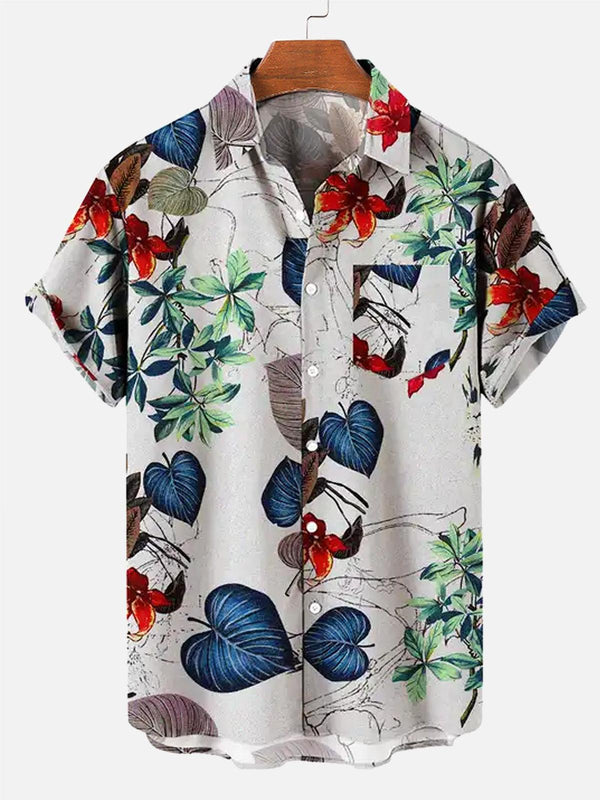 Tropical Majesty Print Hawaiian Short Sleeve Shirt  Front