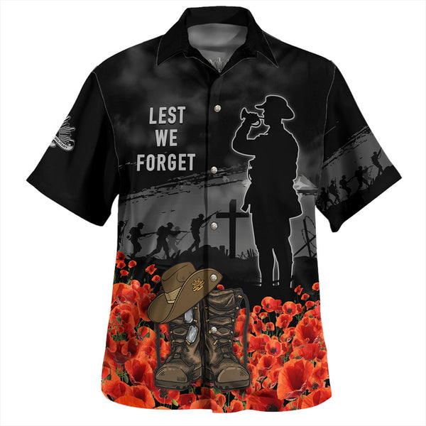 Anzac Tribute Hat Boots Poppy Flower Inspired Hawaiian Shirt