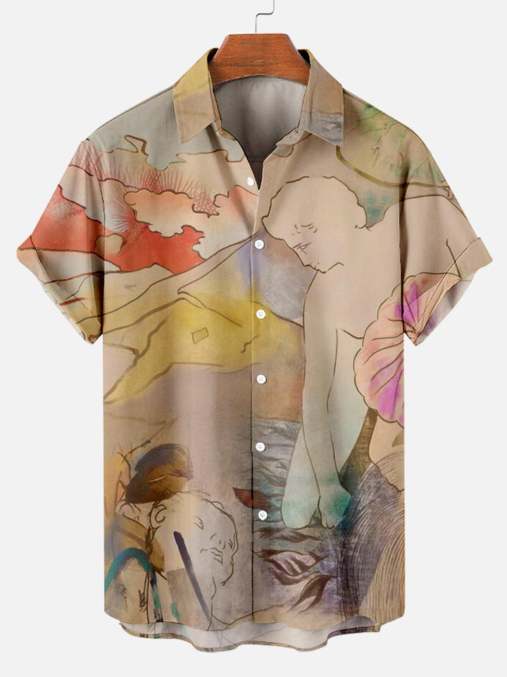 Mystique Abstract Print Hawaiian Short Sleeve Shirt  Front