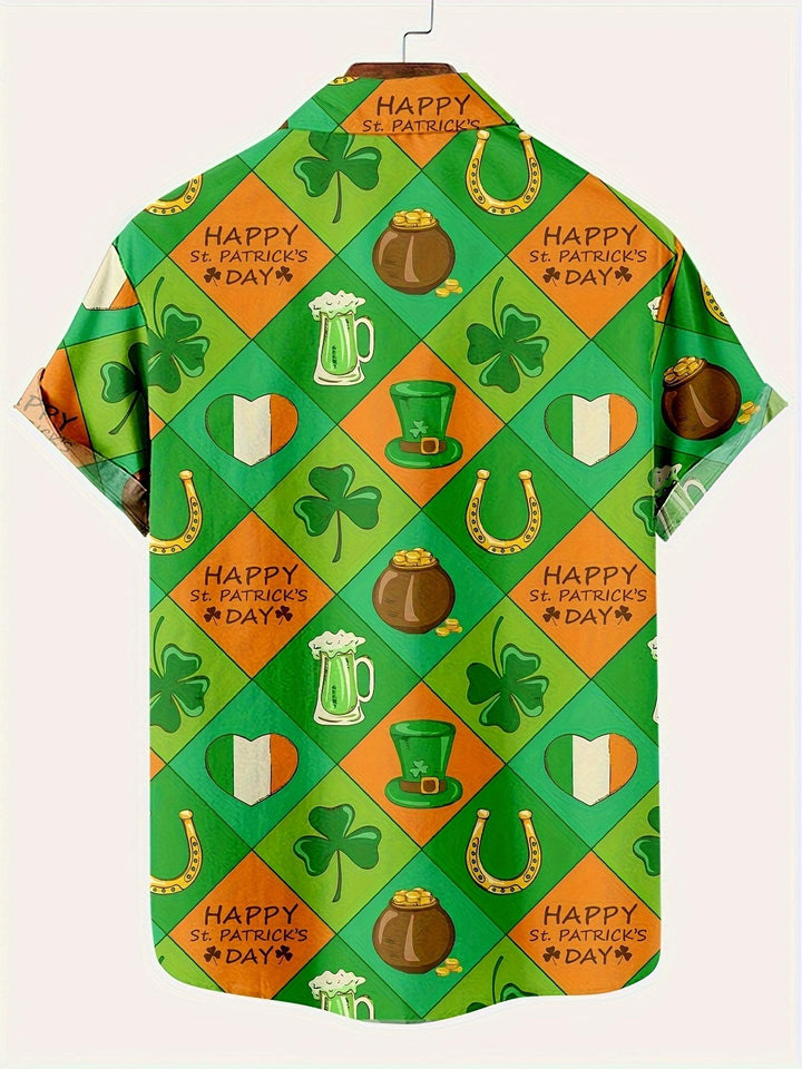 Malachite Green Leprechaun Hawaiian Short Sleeve Shirt  Back