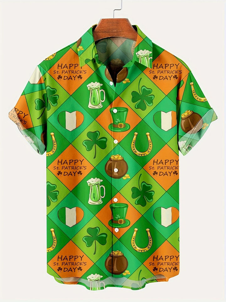 Malachite Green Leprechaun Hawaiian Short Sleeve Shirt  Front