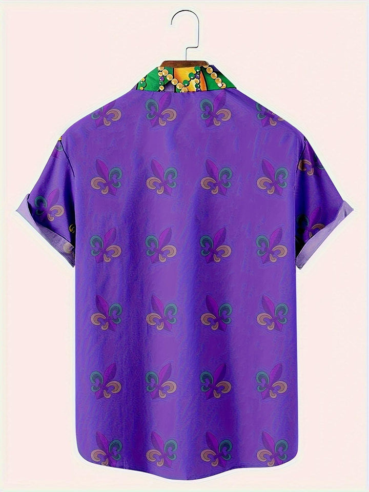 Mardi Gras Royalty Hawaiian Short Sleeve Shirt  Back