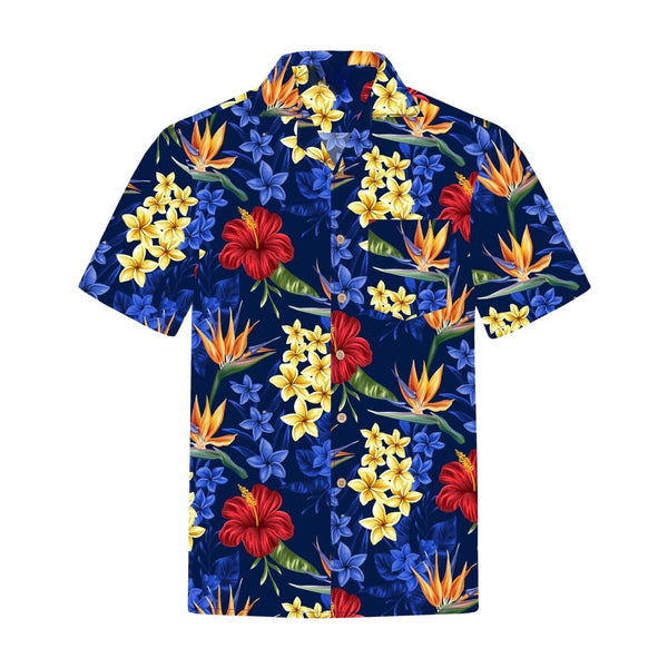 Navy Blue Floral Paradise Hawaiian Shirt