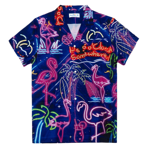 Neon Flamingo Hawaiian Shirt