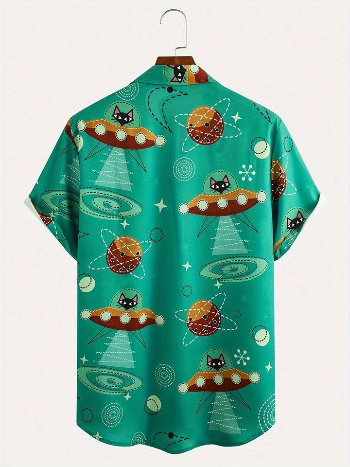 Ocean Green UFO Hawaiian Short Sleeve Shirt  Back