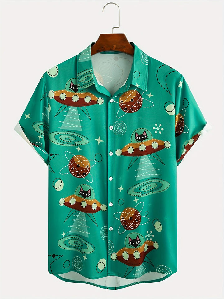 Ocean Green UFO Hawaiian Short Sleeve Shirt  Front