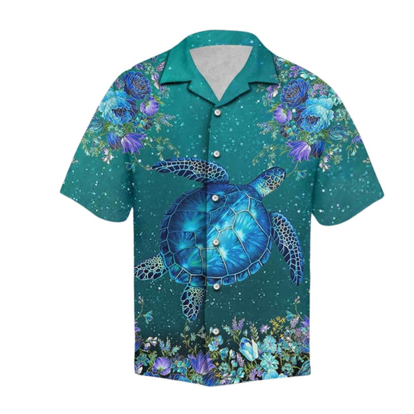 Oceanic Turtle Bloom Hawaiian Shirt
