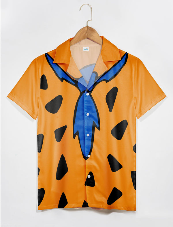 Orange Men's Hilarious Fred Flintstone Costume Hawaiian Shirt